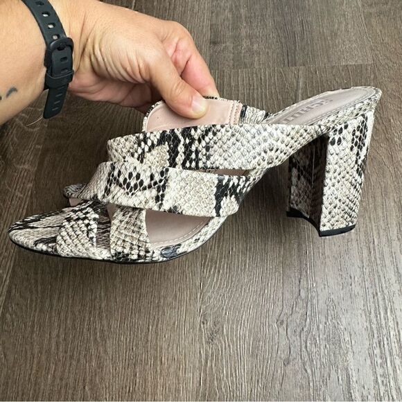 Schutz | Embossed Animal Print Sandals w/ Heels | Mules Size 9 - Picture 3 of 10